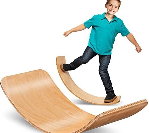 35 Inch Wooden Balance Wobble Board for Kids, Teens, Adults - Wood Toys | Waldorf Toys | Rocker Board for Yoga and Exercise