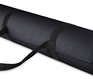 BalanceFrom Go Yoga All Purpose High Density Non-Slip Exercise Yoga Mat with Carrying Strap, 1/4", Black