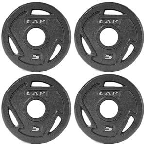 CAP Barbell 2-Inch Olympic Grip Weight Plate, 5 lb, Set of 4, 5 lb, Set of 4 Black (OPHWIS-005)