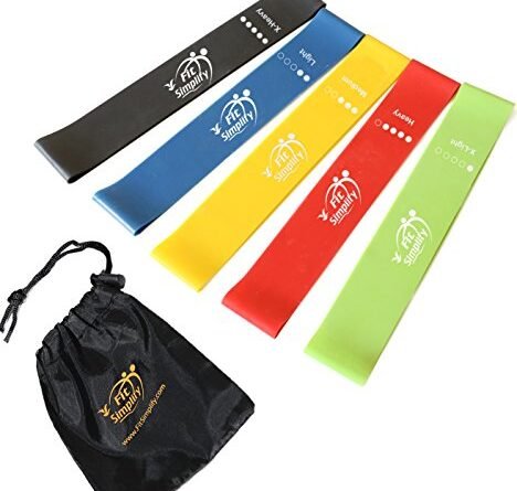 Fit Simplify Resistance Loop Exercise Bands with Instruction Guide and Carry Bag, Set of 5