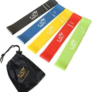 Fit Simplify Resistance Loop Exercise Bands with Instruction Guide and Carry Bag, Set of 5
