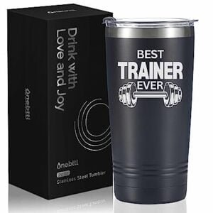 Onebttl Personal Trainer Gifts, Gym Rat Gifts for Men and Women on National Personal Trainer Awareness Day, Birthday and Christmas, 20 oz Insulated Stainless Steel Tumbler - Best Trainer Ever