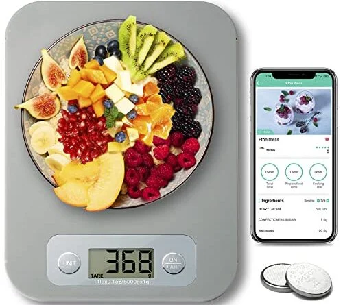 Smart Food Scale for Calorie Counting, Digital Kitchen Scale for Food Ounces and Grams with Nutrition Analysis APP, Bluetooth Food Weight Scale for Weight Loss, Diabetics, Macro, Diet, Baking, Cooking
