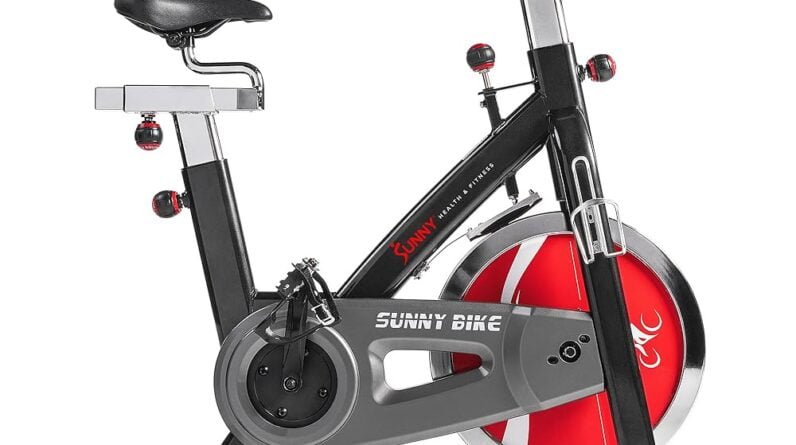 Sunny Health & Fitness Indoor Cycling Exercise Bike with Heavy-Duty 49 LB Chrome Flywheel, Stationary Bike with Customizable Comfort with 275 LBS. Max Weight - SF-B1002