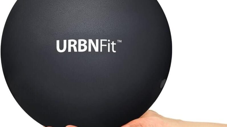 URBNFit Small Exercise Ball - 9-inch Mini Pilates Ball with Fitness Guide for Yoga, Barre, Physical Therapy, Stretching & Core Stability Workout - Black